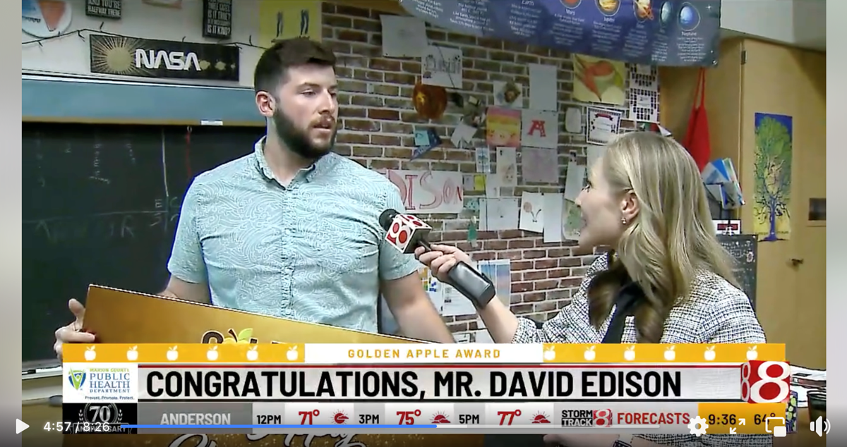 WISH TV Golden Apple Award - David Edison winner